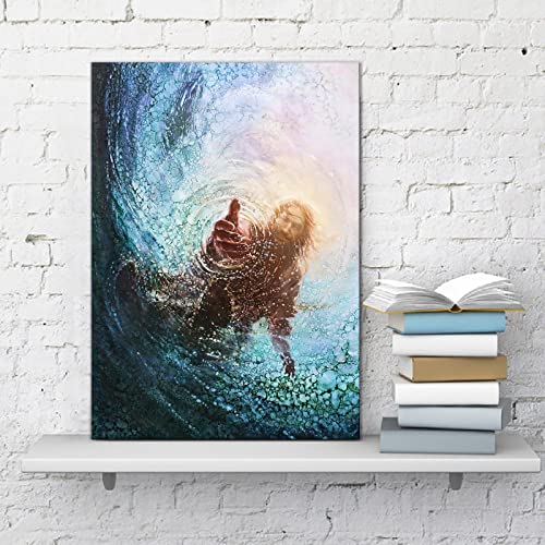 Jesus Christ Canvas Wall Art The Hand Of God Poster Modern Religious Hd Framed Print Painting Picture Artwork For Bedroom Living Room Decor 12"X16.5" (Jesus01, With Frame) #TOP2