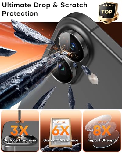 Image of TOCOL Camera Lens Protector for iPhone 17 Tempered Glass HD Individual Scratch Resistant Camera Cover Accessories Case Friendly 2 Pack(Black)