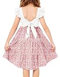 Arshiner Easter Dresses for Toddler Girls Summer Boho Beach Casual Sundress Tie Back High Low Twirl Tiered Sun Dress Pink Floral 2t