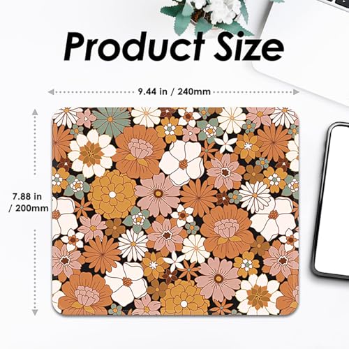 Image of FROGIGO Mouse Pad with Stitched Edges - Cute Floral Mousepad for Women, 9.25 x 7.75 inch Washable Square Desk Pad, Non-Slip Rubber Base, Office Home Laptop Accessories - Autumn Daisy
