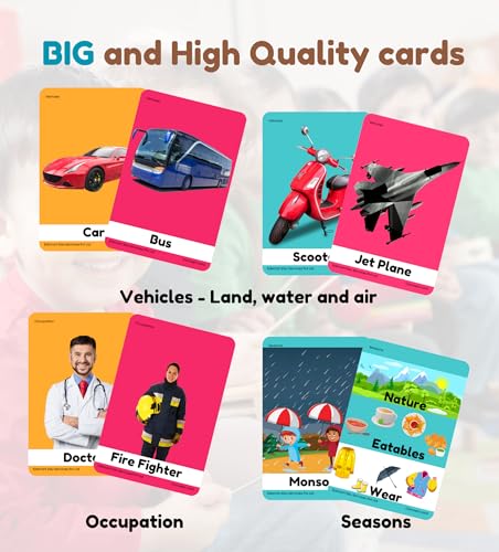 Image of Edsmart Flash Cards - Combo of 2 Sets Veggies, Fruits, Dairy Products, Colors, Shapes and More (Edsmart Flash Cards Combo of 2 Sets - Colors, Shapes, Bodyparts & Vehicles, Seasons & Occupation)