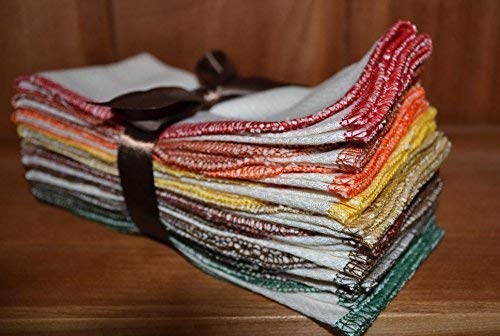 Gina's Soft Cloth Shop Paperless Towels, 1-Ply, Made from Organic Cotton Birdseye Fabric - 11x12 inches (28x30.5 cm) Set of 10 in Assorted Fall Colors Fulfilled by Seller - Proudly Made in the USA!