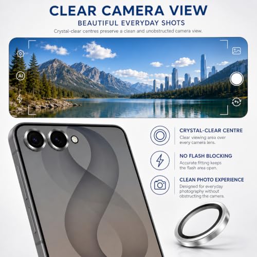 Image of FIRST MART Camera Lens Protector for Samsung Galaxy Z Flip 8 | Black AR+AF Camera Rings with Auto-Align Frame, 9H Tempered Glass, Scratch Resistant, Case-Friendly | Pack of 1