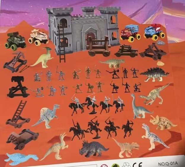 Medieval Castle Toy Knight Toy Soldier Figures Army Men Toys, The Medieval Times Middle Ages DIY Castle Building (B)