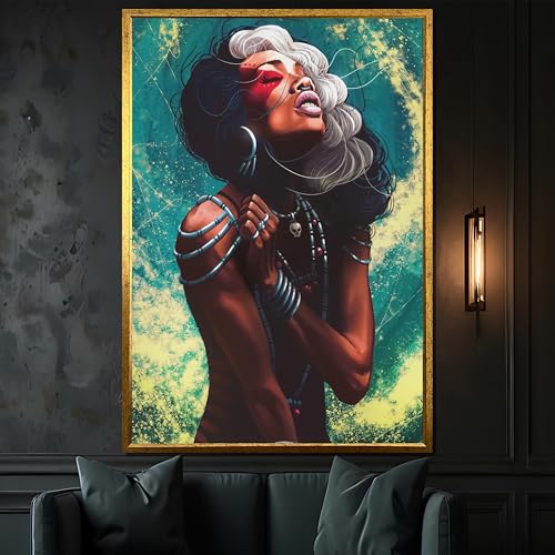 Tableau sur toile femme tribale avec cadre intérieur, une reproduction d'art d'exception