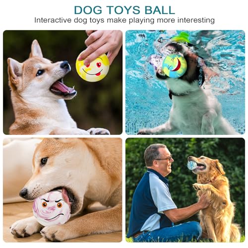 PORFOYO Quietschende Hundebälle, 6 Stück Quietschendes Hundespielzeug, Quietschball Für Hunde, Hundeball Unzerstörbar, Weiches Latex Bouncy Fetch Bälle Für Große, Mittelgroße, Kleine Hunde (Bunt)