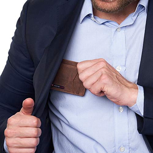 Image of Alpine Swiss RFID Minimalist Oliver Front Pocket Wallet For Men Leather Hampton Collection Nubuck Tan