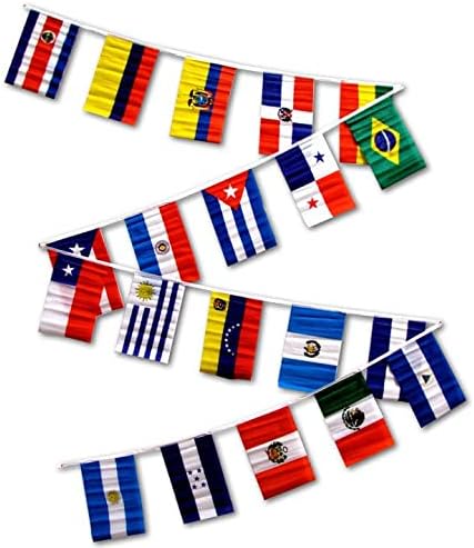 4Less 4 Less Co 30ft String Flag Set of 20 Latin American Country Flags Multi