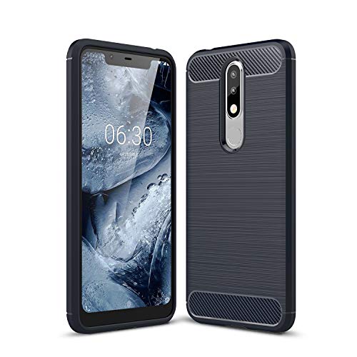 Cruzerlite Funda para Nokia 5.1 Plus, Carbon Fiber Shock Absorption Slim TPU Cover para Nokia 5.1 Plus (Blue)