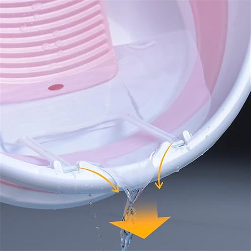 Miniatura 6 de Lavabo plegable para lavar a mano, bañera antideslizante con tabla de lavado integrada para lavar a mano lavandería hogar (rosa)