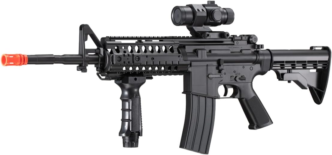 GoldenBall D96 Airsoft M4 Carbine AEG Rifle with Scope and Grip,Battery and Charger Included (Color: Black)