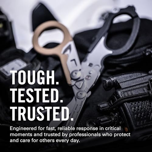 Image of LEATHERMAN, Raptor Rescue, 6-in-1 Heavy-Duty Emergency /Trauma Shears with Carbide Glass Breaker & Strap Cutter, Made in the USA, Utility Holster Included, Coyote Tan /Black, With Utility Holster