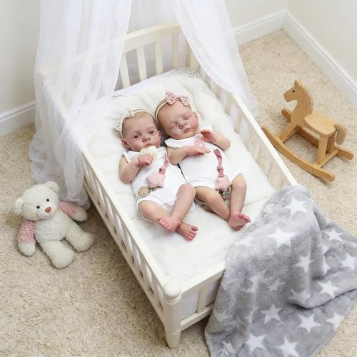 Real Life Reborn Babypuppen Zwillinge Mädchen 18 Zoll Realistische Babypuppe, Weicher Stoffkörper Lebensechte Neugeborenenpuppen, Die wie echte Babys Aussehen Zwillinge Puppen – Bild 3