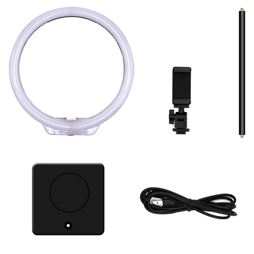 TEBUTI Anello luminoso a LED da 25,4 cm con base da 55 W, dimmerabile, 144 pezzi SMD LED 5500 K, kit di illuminazione per trucco per studio fotografico, riprese video, iPhone, selfie in piedi, 25,4 cm