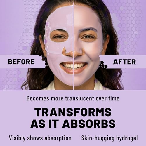 Image of TOLEVITA Bakuchiol & Niacinamide Bio-Collagen Face Mask for Smoothing & Renewing - 6 Pack, Overnight Hydrogel Mask for All Skin Types (Purple)