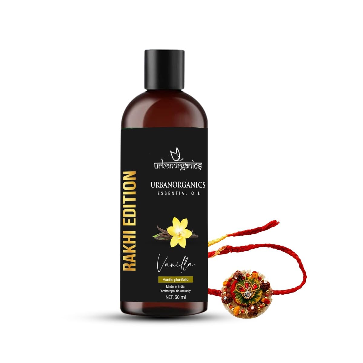 Urbanorganics Luxurious Rakhi Combo I 100% Pure & Natural Essential Oil, 50 ml with Beautiful Rakhi I Best Rakhi Gift for Brother, Sister I Healthy, Glowing Skin (Vanilla)-image-45