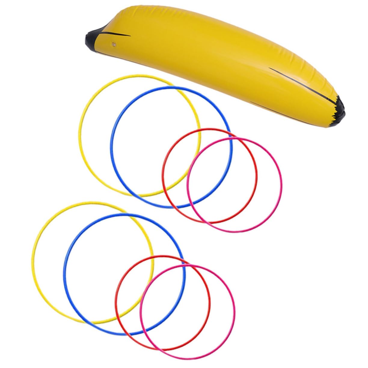 HEMOTON 1 Set Inflatable Banana Ring Toss Game Bachelorette Party Pool Fun Inflatable Banana with Rings for Beach Activities Bridal Shower Decorations Random Color