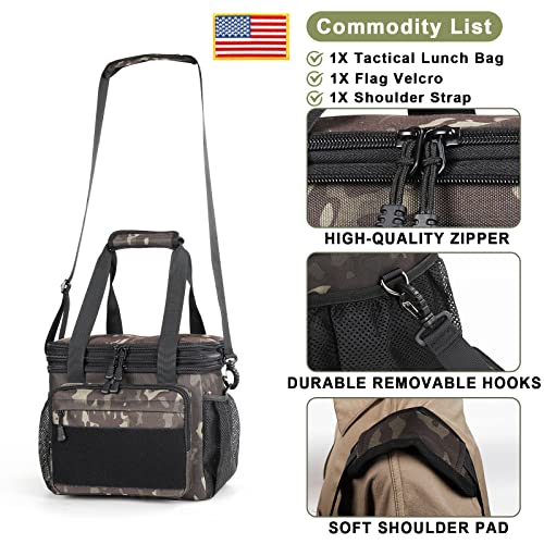 Holuxer Large Expandable Tactical Lunch Box For Men And Womens , Durable Insulated Leakproof Lunch Bag, Heavy Duty Cooler Bag For Work Outdoor Picnic Travel Office Adults, Black Camo, 15L'' #TOP4