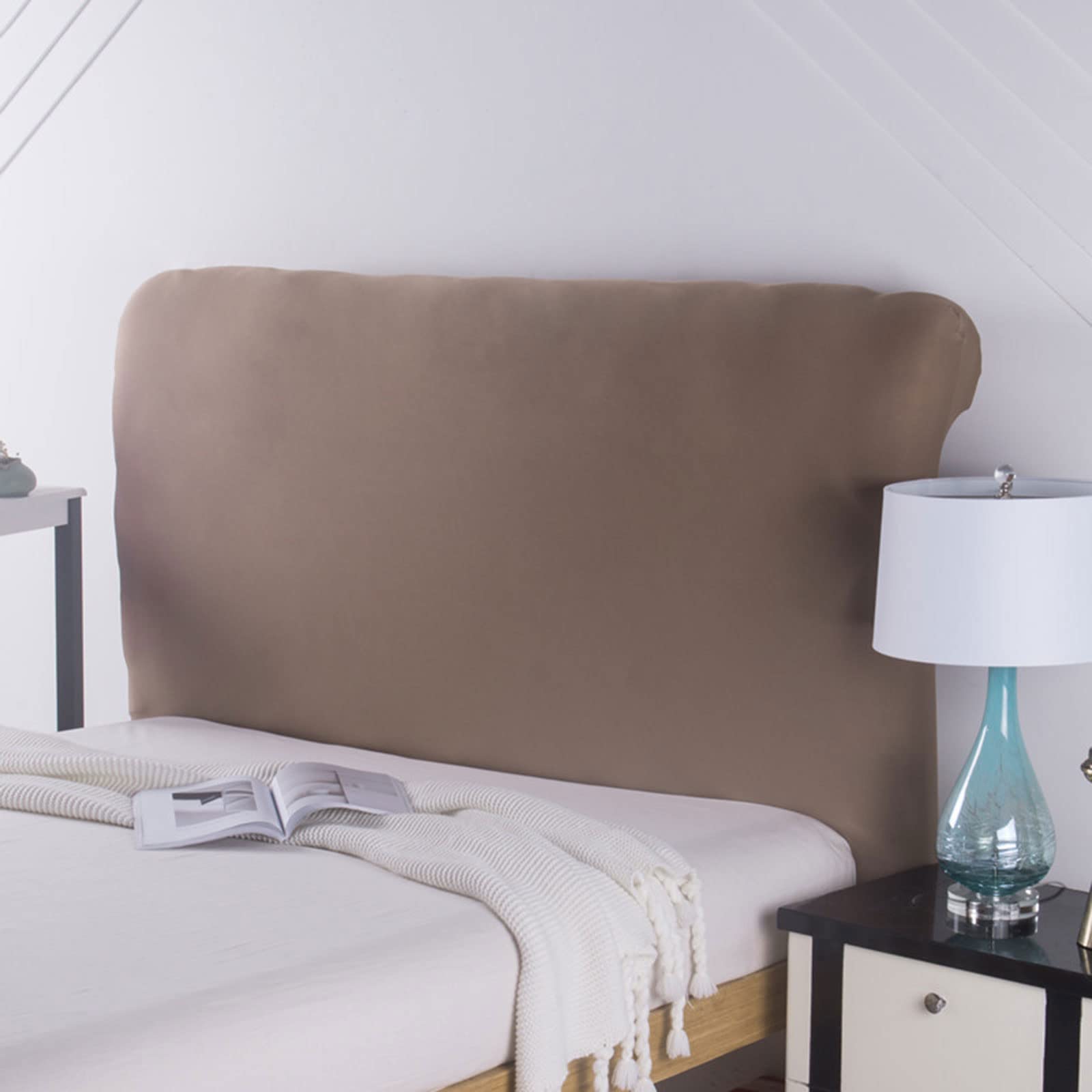 Stretch Universal Bed Head Cover/Bed Headboard Slipcover for Upholstered/Leather/Wood Headboards, All inclusive King Size Double Single Queen Head Board Covers Protector Decoration(210-240cm,Brown3)