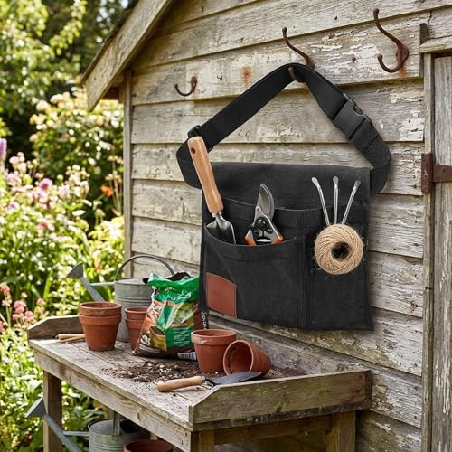 Bolsa de cinturón para herramientas de jardinería negra miniatura 6