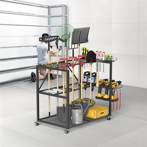 Support à Outils en Métal Robuste avec Étagères et Roulettes - 6