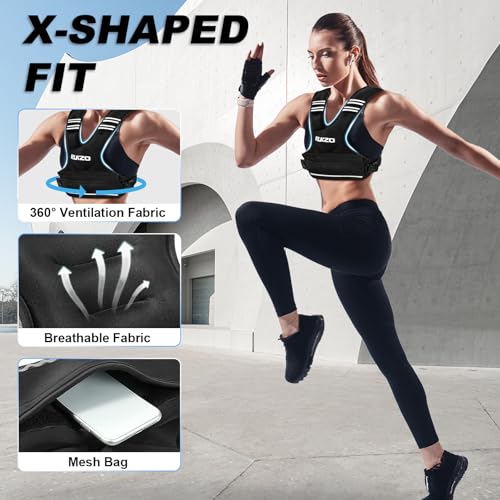 Image of Adjustable Weighted Vest Women /Men, 6-12lb /12-18lb /20-32lb Weight Vest with 6 Ironsand Weights for Strength Training Rucking Running Walking Fitness Workout