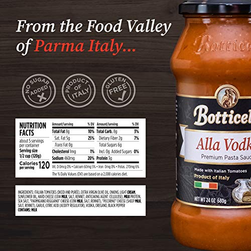 Alla Vodka Premium Pasta Sauce By Botticelli, 24Oz - No Added Sugar - Keto Friendly - Gluten Free - Product Of Italy #TOP1
