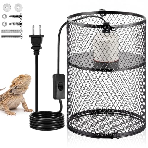 Image of VIHOSE 1 Pcs Reptile Heat Lamp Guard Anti Scald, 5.5 Inch, White, Black