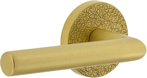 Viaggio Circolo - Roseta de cuero con palanca moderna en latón satinado, para diestros