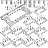 ZOENHOU 12 PCS 4 x 3 Inch Silver Non Mortise Door Hinges, Heavy Duty Brushed Nickel Flush Door Hinge