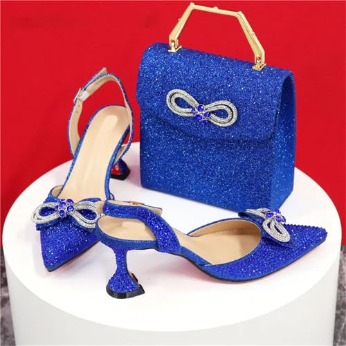 Women Shoes and Bag Set Buckle Strap Pointed Toe Shoes Matching Bag Set for Offices Ldies Party Dressr Rainbow2