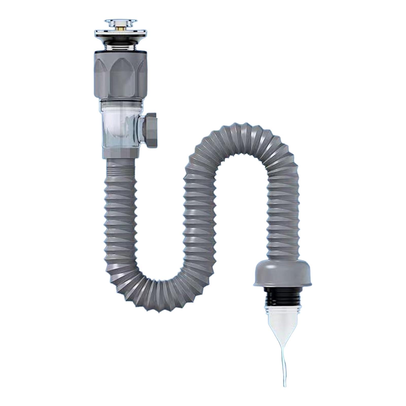 Efficient Sink Drain Set Flexible Pipe Set Solution ABS Steel Prevents Blockage & Odors Plumbing for