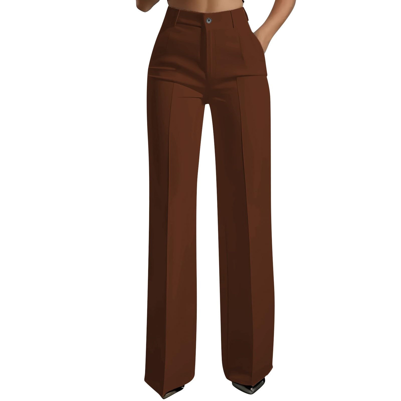 Dress Pants for Women Trendy 2026 High Waist Stretchy Work Pants Business Casual Straight Leg Trousers with Pockets — view 17