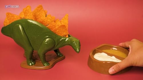 Dip and Chips Servings Dinosaur Snack Set Green and Brown