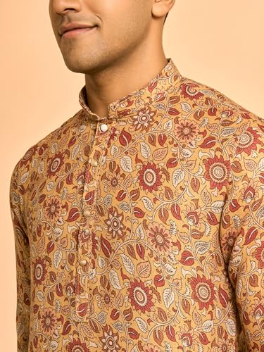 Image of DIWAS BY MANYAVAR Men's Cotton Blend Floral Motifs Printed Kurta (1pc)