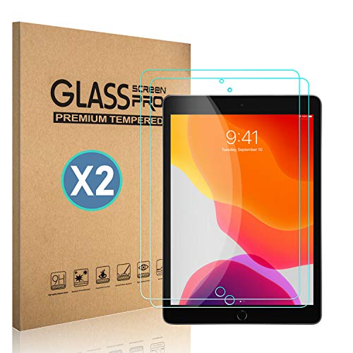 [2 pack] TDA iPad 10.2 inch Glass Screen Protector (2021/2020/2019 released, 9th/8th/7th Generation) Tempered Glass Film [Crystal Clear] [Bubble Free] for iPad 10.2 inch - Apple Pencil Compatible