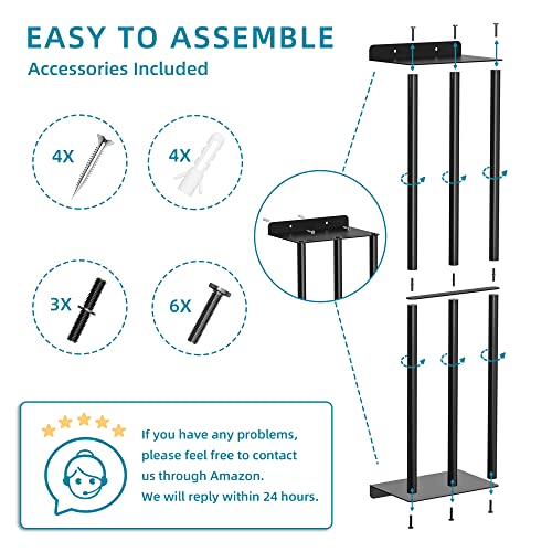 Susswiff Towel Racks for Bathroom, Towel Storage Wall Mounted, Rolled or Folded Towel Holder with 3 Bars, Sturdy and Large Capacity, Matte Black, Suitable for Bathe Towels and Hand Towels (matt black)