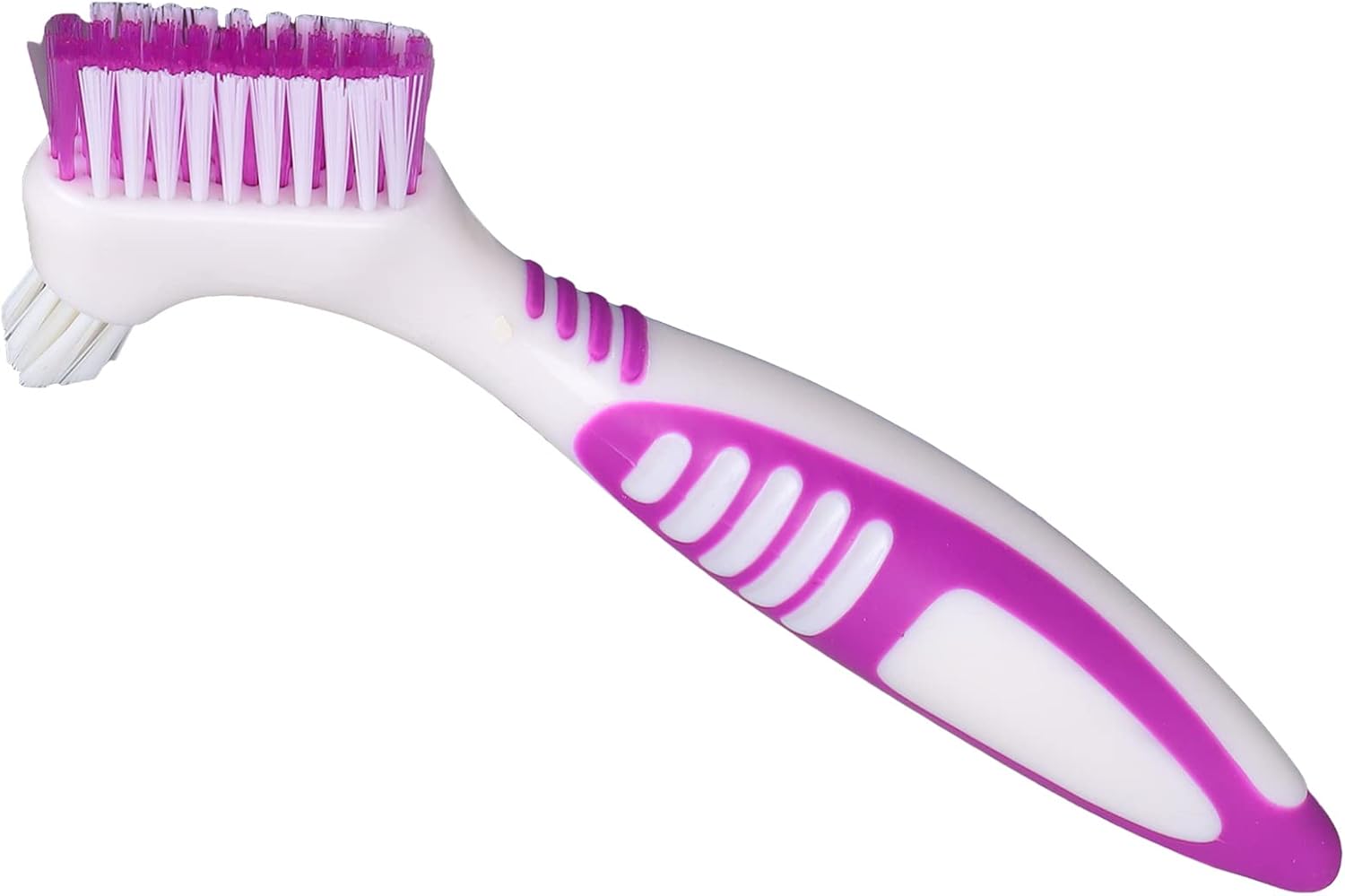 Denture brush, portable denture cleaning brush made of plastic for