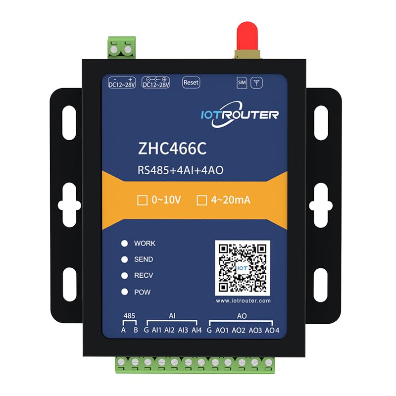 ZHC466C Serial RS485 auf Cellular 4G LTE Industrial Analog Wireless Transmission Gateway Unterstützt MQTT JSON Modbus RTU zu TCP mit 8 Ports 4-20mA Analog Interface