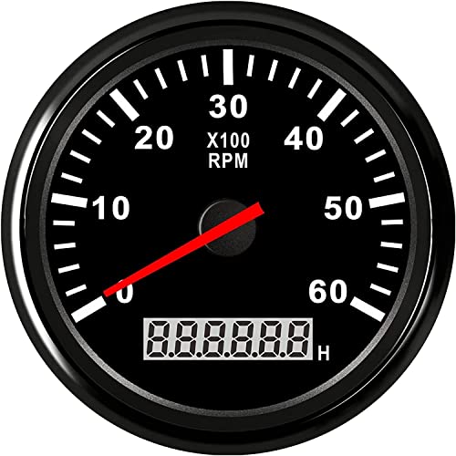 Geloo Jauge Tachymètre Étanche 85mm 6000 tr/min Marin Voiture Camion Bateau pour Jauge de Compteur de Vitesse