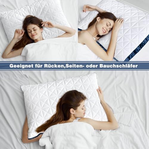 Slybear Kissen Kopfkissen 40x80cm 2er Set, 2X Seitenschläferkissen Nackenkissen orthopädisches Kissen mit Premium Mikrofaser Füllung, atmungsaktives Sitzkissen Sofakissen Schlafkissen weich& stützend