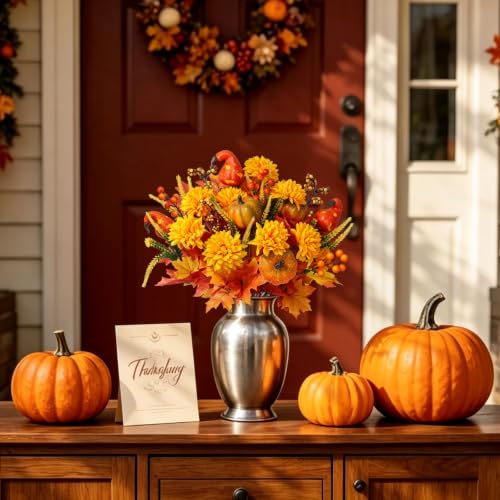 Image of 3Pcs Fall Flowers Artificial for Decoration Fall Cemetery Flowers for Grave