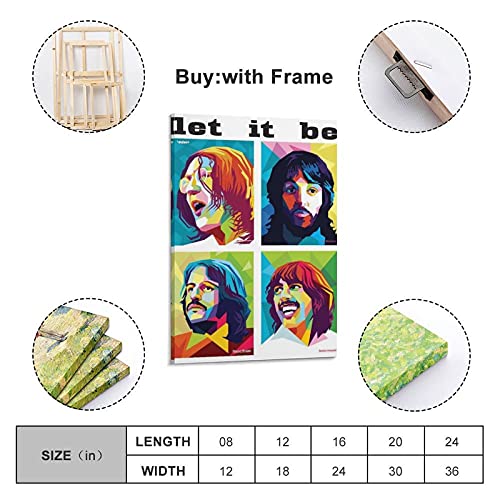 QWDAS Poster mural sur toile The Beatles Rock Band – 30 x 45 cm - Les Beatles, Paul McCartney, John Lennon, RIngo Starr, George Harrison QWDAS Poster mural sur toile The Beatles Rock Band - 30 x 45 cm – Image 3