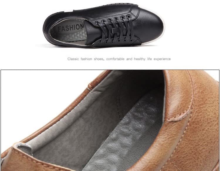 Men's Leather Casual Dress Sneakers,Everyday Breathable Low Top Walking Shoes Business Shoes2