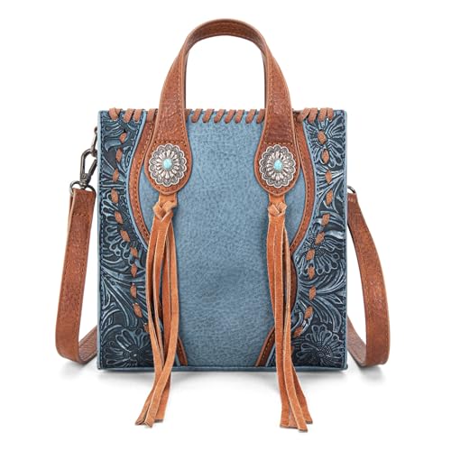 Image of Trinity Ranch Crossbody Bags for Women Mini Handbag Floral Tooled Concho Collection