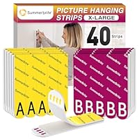 Summerbrite Klebestreifen 20 Paar (40 Streifen,Größe XL) Bilder Aufhängen ohne Bohren, Klettband Selbstklebend,Streifen halten bis zu 6,8 kg, Rückstandslos, Geeignet für Fotorahmen, Dekorationen