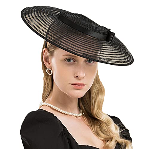 Kentucky Hat Headbands for Women Wide Brim Fascinators with Hoop Lady Bow Cocktail Party Fedoras Derby Hats