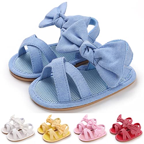 Summer Children Baby Toddler Shoes Girls Sandals Flat Bottom Light Open Toe Solid Color Bow Back Baby Sandals 12 Months3