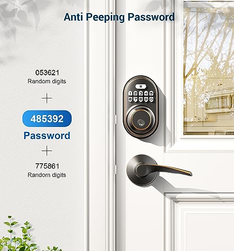 Veise Keyless Entry Door Lock, Electronic Keypad Deadbolt, Keyed Entry, Auto Lock, Anti-Peeking Password, Back Lit & Easy Installation Design, Oil Rubbed Bronze - Image 4