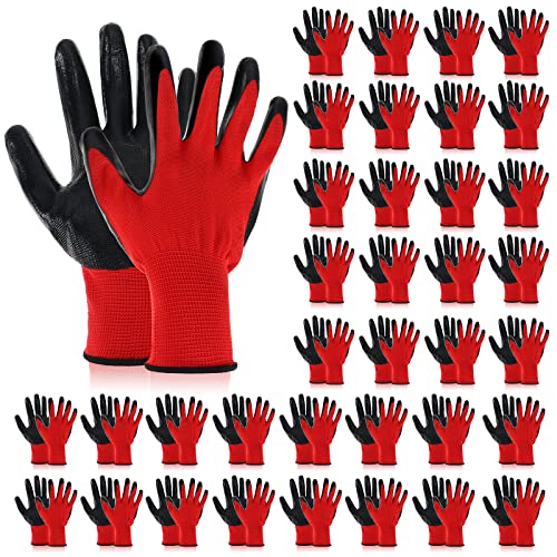 Potchen WE-POTCHEN-263998 36 Pairs Black And Red Nitrile Coated Work Gloves cover